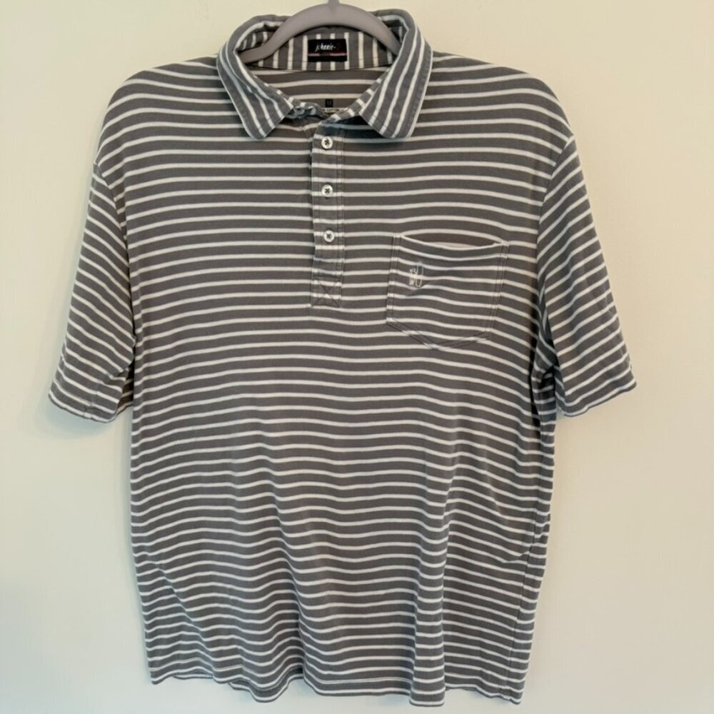 johnnie-O Striped Polo Shirt - Gray